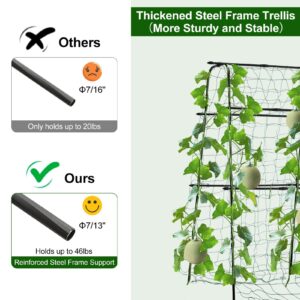 FOLLOOK Cucumber Trellis for Garden, 5ft Tall Metal Pea Tunnel Garden Arch Trellis for Climbing Plants Outdoor, A-Frame Trellis Support Vegetables Squash Cucumber Trellis for Raised Bed, Lightweight