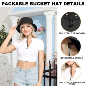 Womens Packable Waterproof Bucket Hat Men UV Protection Sun Hat, Black