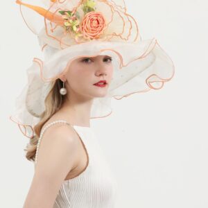 ORIDOOR Women Organza Fascinator Kentucky Hat Derby Floral Tea Party Wedding Hat B866 Beige …