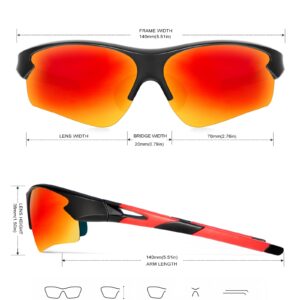 KALIYADI Sports Sunglasses for Men, Polarized Sun Glasses for Men Women Youth Baseball Softball with UV Protection