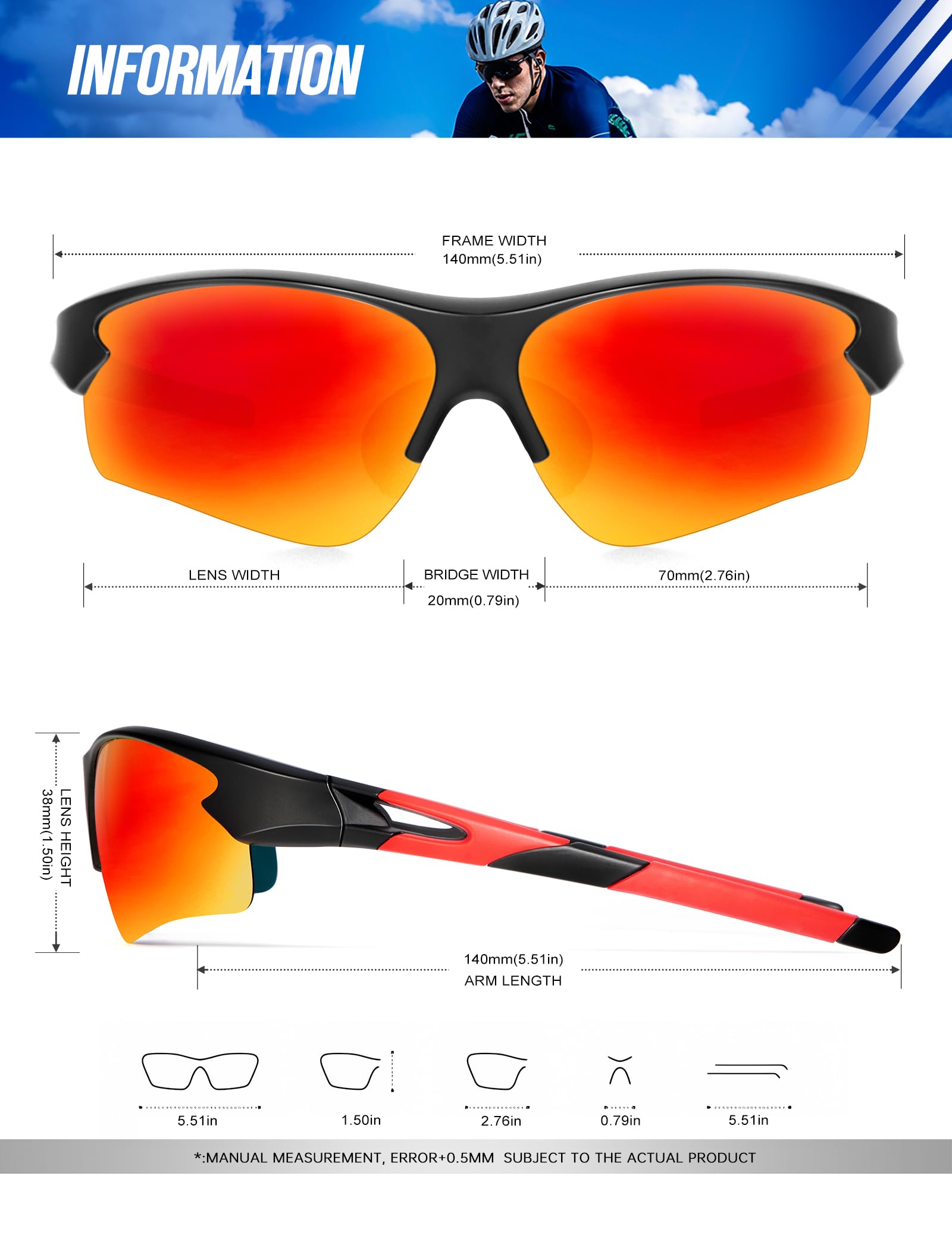 KALIYADI Sports Sunglasses for Men, Polarized Sun Glasses for Men Women Youth Baseball Softball with UV Protection