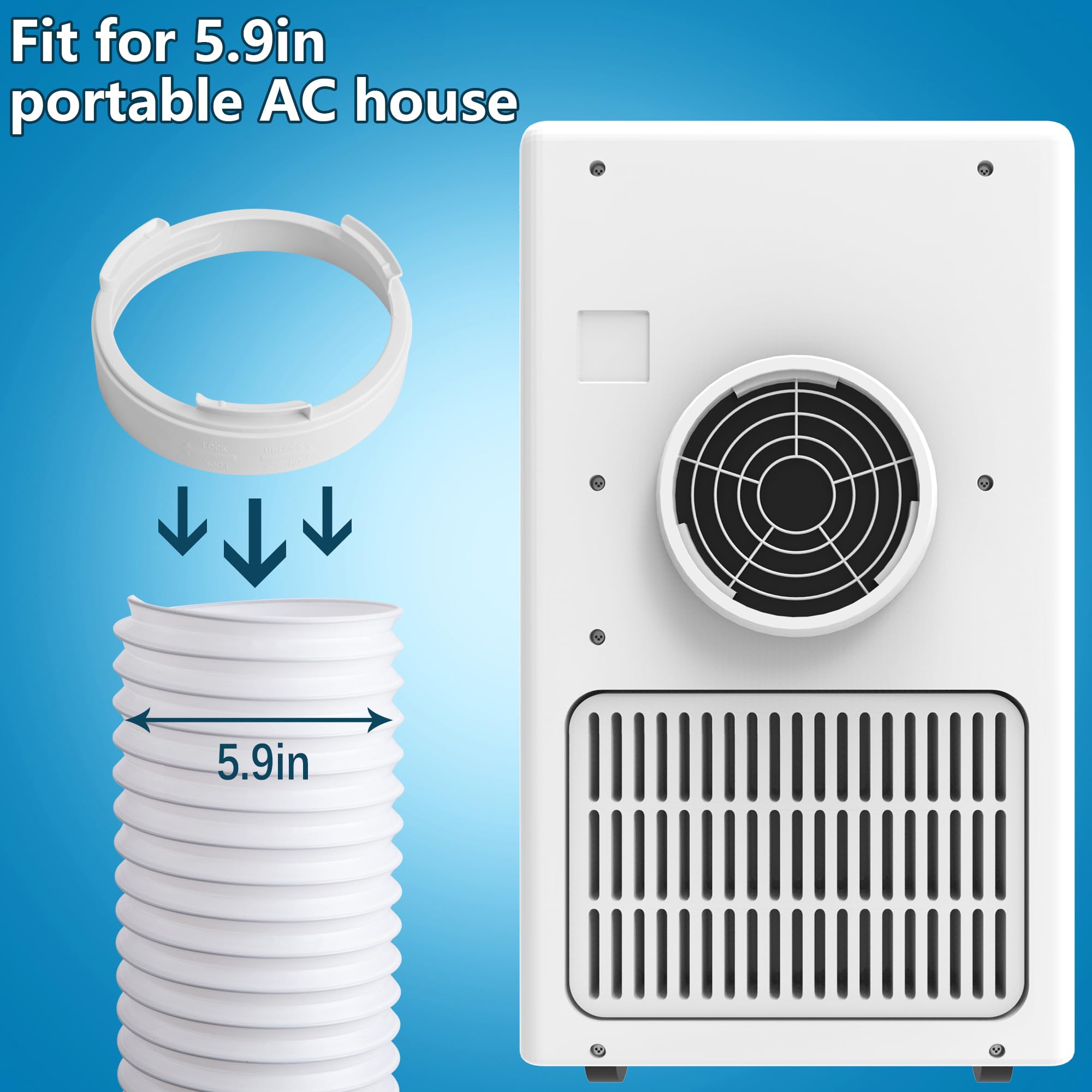 5.9 Inch Portable Air Conditioner Exhaust Hose Coupler -Mobile AC Unit Tube Connector -AC Hose Extension Connector Air Conditioning Accessories for AC Exhaust Hose Coupler Extension (Round)