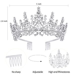 VELSCRUN Silver Crystal Birthday Queen Tiara Crowns for Women Girls Birthday Queen Headband Sash Elegant Princess Crown with Combs Hair Accessories Happy Birthday Party Decorations Mom Birthday Gift