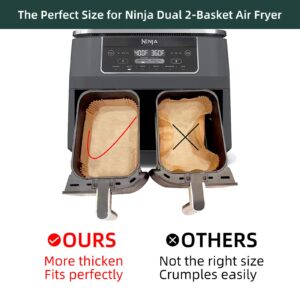 Air Fryer Disposable Paper Liners for Ninja Dual Airfryer, Non-Stick Parchment Paper Rectangular, Air Fryer Accessories, Oil Proof, Water Proof, Paper Liner for Microwave Oven (100PCS, 8.6in x 5.5in）