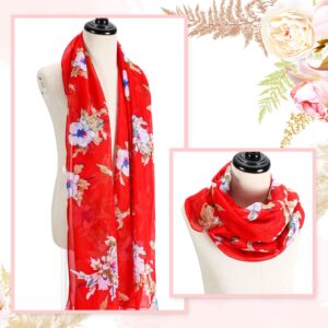 Sureio 6 Pcs Scarves for Women Lightweight Summer Floral Print Pattern Scarf for Women Dressy Long Thin Scarf Shawl(Chic Style)