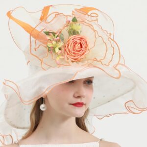 ORIDOOR Women Organza Fascinator Kentucky Hat Derby Floral Tea Party Wedding Hat B866 Beige …