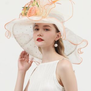 ORIDOOR Women Organza Fascinator Kentucky Hat Derby Floral Tea Party Wedding Hat B866 Beige …