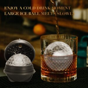 ACOOKEE Novelty Golf Ball Ice Maker Mold Set of 2, Funny Golf Gifts for Men Golfers, 2.5" Large Sphere Round Ice Cube Molds for Whiskey, Bourbon, Cocktails