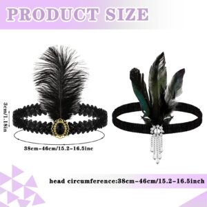 Ceenna 24 Pieces 1920s Flapper Headband Black Feather Headpiece for Women 20s Hair Costume Accessory(Classic)