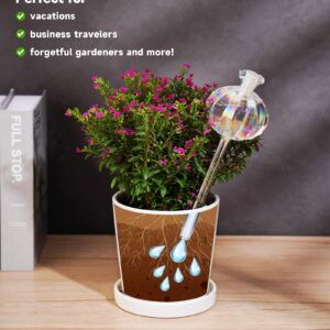 NiHome Plant Watering Globes 2-Pack, Iridescent Glass Cactus Self Watering Globe, Glass Waterer for Potted Plants - 4.7OZ/140 ML Capacity Automatic Mini Irrigation System, Adorable Gardening Gift