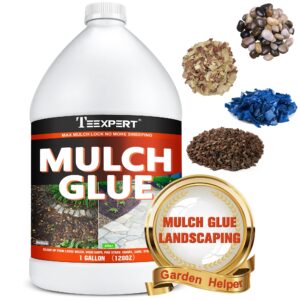 teexpert mulch glue-1 gallon mulch glue for landscaping, ready to use mulch glue stabilizer strong landscape adhesive lock for garden, safe pea gravel binder for stones, rubber mulch & bark