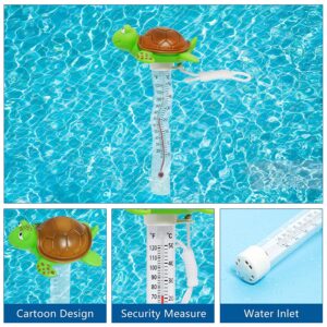 Floating Pool Thermometer, Large Display with String Easy to Read, Shatter Resistant, for Outdoor & Indoor Swimming Pools, Spas, Hot Tubs & Aquariums (Turtle)