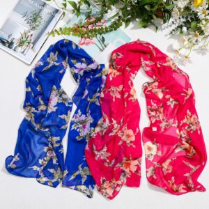 Sureio 6 Pcs Scarves for Women Lightweight Summer Floral Print Pattern Scarf for Women Dressy Long Thin Scarf Shawl(Chic Style)