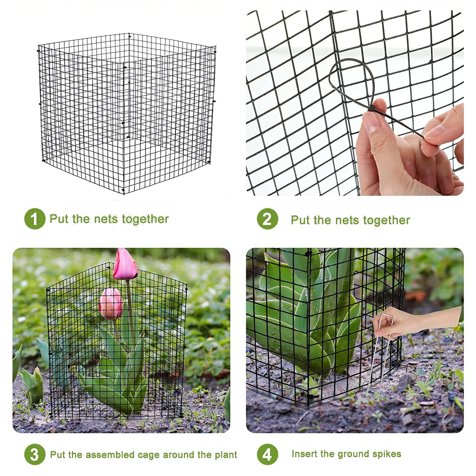 Small Wire Plant Protectors, 6 Pack Square Plant Protectors from Animals Mesh Plant Cage Chicken Wire Cover for Protect Plants, Garden,Shrubs and Vegetables from Animals(12x12 in)