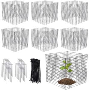 Small Wire Plant Protectors, 6 Pack Square Plant Protectors from Animals Mesh Plant Cage Chicken Wire Cover for Protect Plants, Garden,Shrubs and Vegetables from Animals(12x12 in)