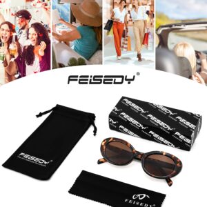 FEISEDY Sunglasses Womens, Retro Oval Cateye Sun Glasses Men, Small 90s Style B4128