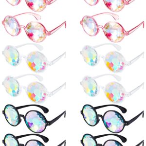 Frienda 12 Pairs Kaleidoscope Rave Rainbow Glasses Refraction Trippy Psychedelic Rave Goggles with Resin Lens Diffraction Prism Women's Costume Eyewear Sunglasses for Festival