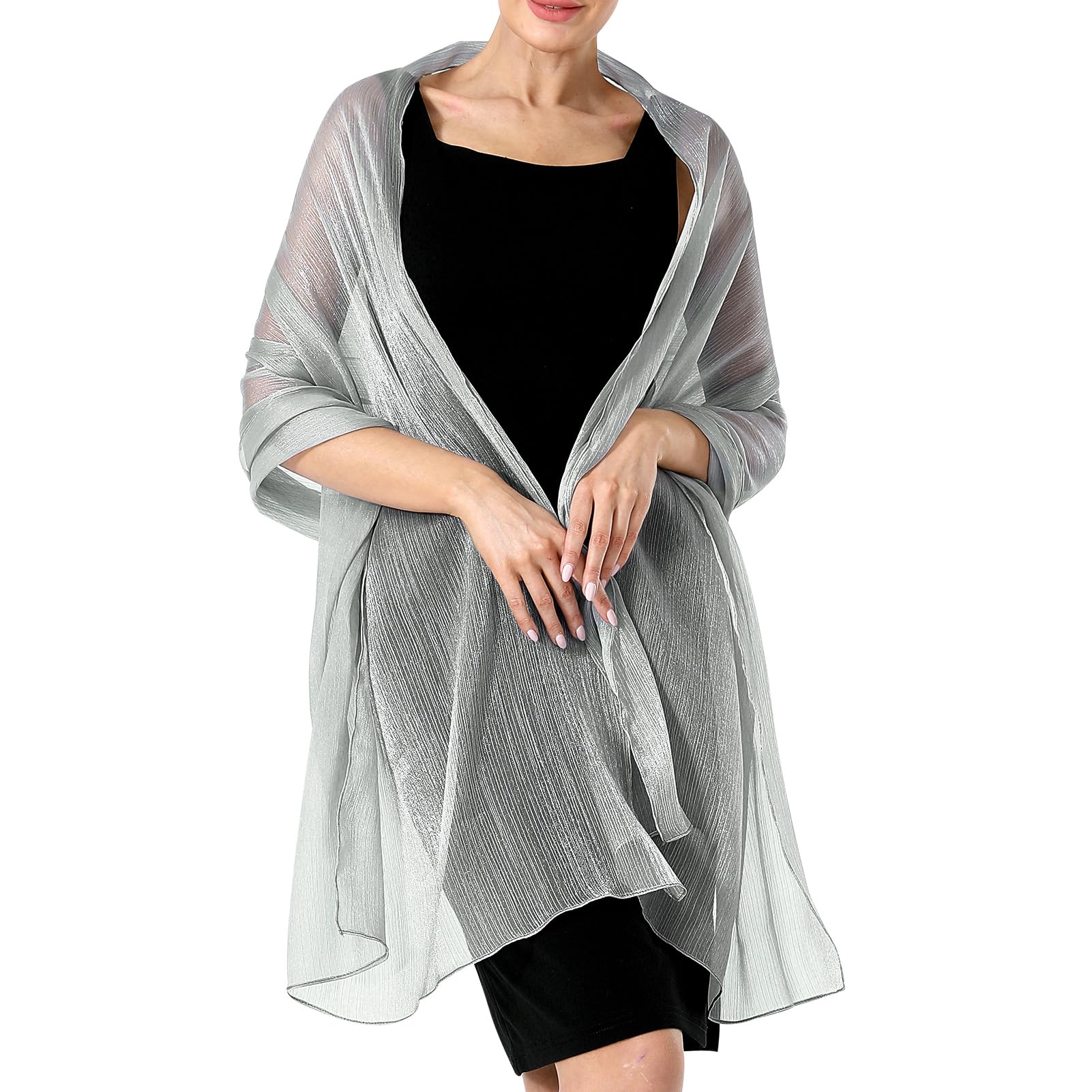 Ladiery Sheer Crepe Shawls and Wraps for Formal Evening Party,Women Soft Shimmer Light-weight Travel Festival Shawl