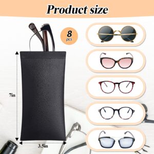 Xuhal 8 Pcs Leather Glasses Case Sunglasses Pouch Eyeglass Case Soft Squeeze Top Portable Travel Glasses Sleeve for Women Men (Black)