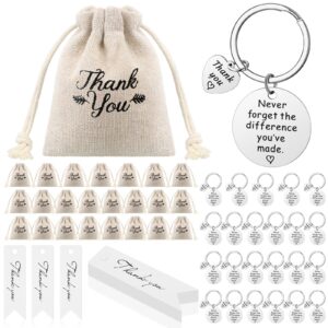 huquary 72 pcs employee appreciation gifts bulk thank you keychain include coworker appreciation keychains drawstring bags thank you tags for office teacher nurse graduation team gifts