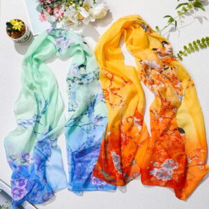 Sureio 6 Pcs Scarves for Women Lightweight Summer Floral Print Pattern Scarf for Women Dressy Long Thin Scarf Shawl(Pretty Style)