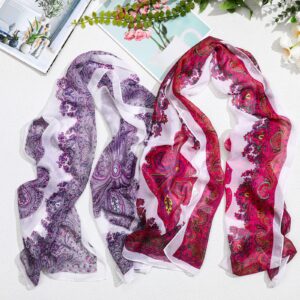 Sureio 6 Pcs Scarves for Women Lightweight Summer Floral Print Pattern Scarf for Women Dressy Long Thin Scarf Shawl(Classic Style)