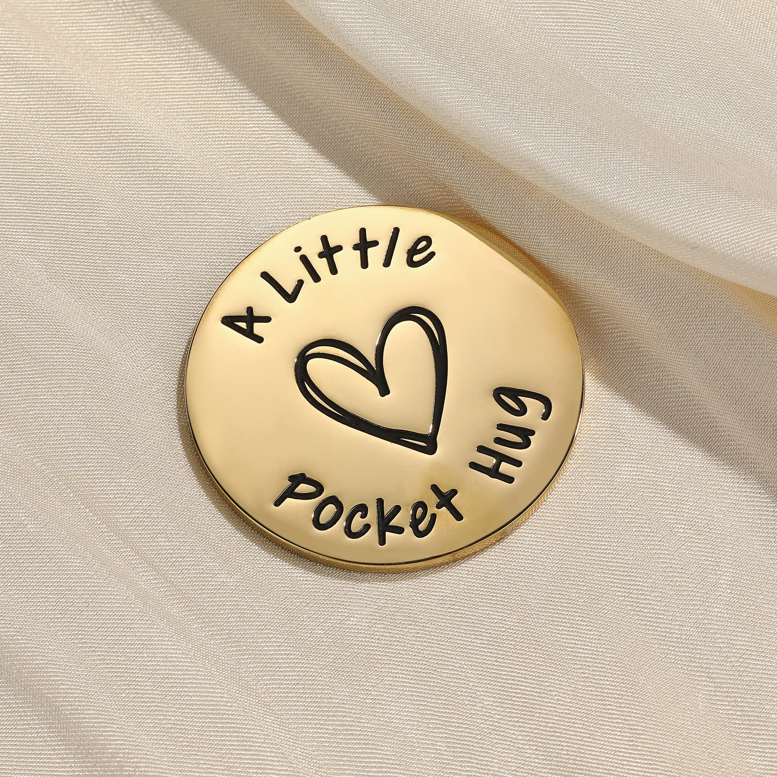 MIXJOY Little Pocket Hug Token Positive Affirmations Keepsake, Cancer Survivor Recovery Celebrate Sobriety Support Cheer Up Gifts for Men, Thinking of You Gift with PU Leather Keychain (Gold)