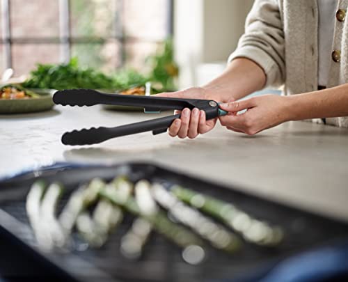 Joseph Joseph Duo Lockable Tongs Hygienic with Integrated Tool Rest & Non-Slip Feet, Suitable for Non-Stick Cookware, Heat-Resistant