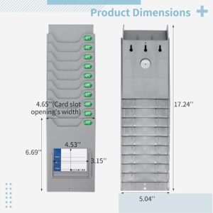 Time Card Holder, 10-Slot Attendance Card Rack, Easy to Hang, Retractable Time Card Wall Holder Rack with Number Labels 01-10