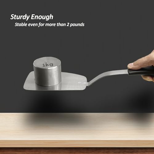 Stainless Steel Flexible Spatula Solid Turner, XiaoZu Thin Metal Spatula for Cast Iron Skillet, Thin Blade and Heat Resistant Silicone Handle, Great for Egg, Cookie, Meat, Crep, Large