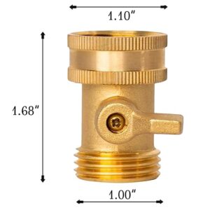 LIULO TOOL Brass Garden Hose Shut-Off Valve, 2 Pack 3/4 Inch Heavy Duty Solid Brass Garden Hose Shut Off Valve with 4 Extra Rubber Washers