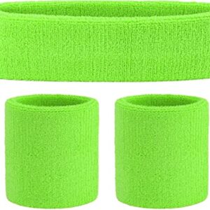 80s Sweatbands Neon Sweatbands Set Includes Pink, Blue, Yellow and Green Headband and Wristbands, Sweat Bands Headbands for Women with Matching Wristbands, Sweatbands for Women for Halloween Costumes