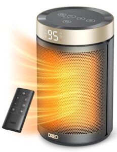 dreo space heater, portable electric heaters for indoor use with thermostat, digital display, 1-12h timer, eco mode and fan mode, 1500w ptc ceramic fast safety heat for office bedroom home