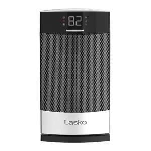 Lasko Ellipse Ceramic Tabletop Heater for Home with Tip-Over Switch, Child Lock, Digital Display, Thermostat, AutoECO Mode, Wide Oscillation, Remote, For Bedroom, Office, Den, 1500W, Black, CD12950