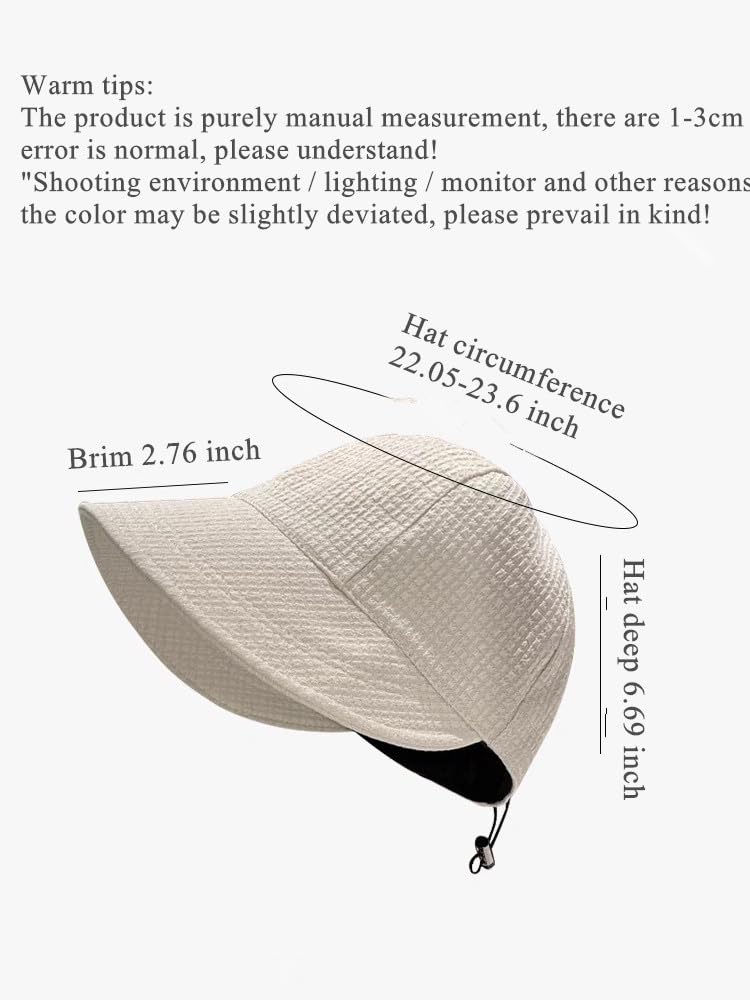 2024 New Womens Sun Hats Women's Outdoor UV-Protection-Foldable Beach Hats,Wide Brim Summer Fisherman's Caps UPF 50+ Beige