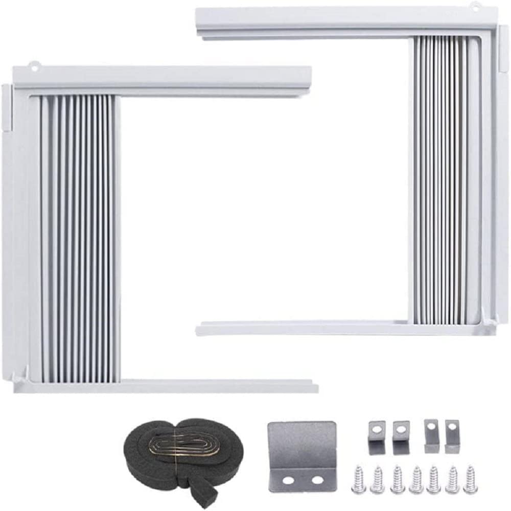 DIDnDID Window Air Conditioner Side Panels with Frame, Room AC Accordion Filler Curtain Kit Replacement, Adjustable Insulation AC Side Panel Include Frames