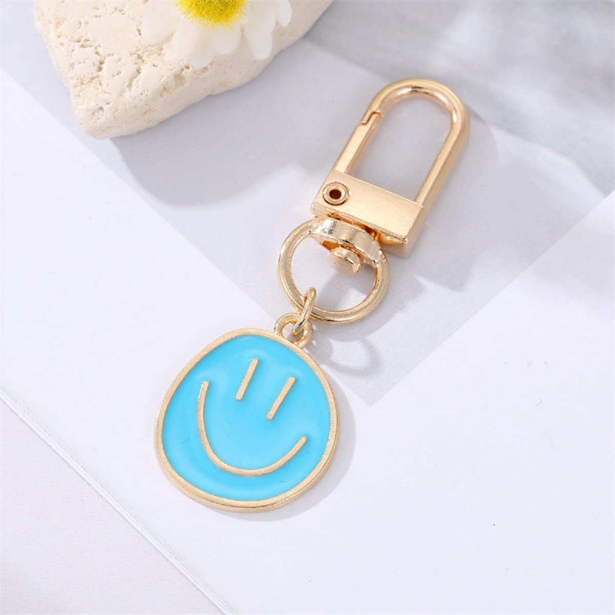 CHENXIKK 5Pcs Smile Expression Keychains for Women Cute Handbag Key ChainCar Key Pendant For Earphone Case Purse Decoration