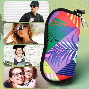 Kanayu 6 Pcs Sunglasses Soft Case Clip on Sunglasses Case Light Portable Zipper Neoprene Glasses Pouch for Women Men(Plant Style)