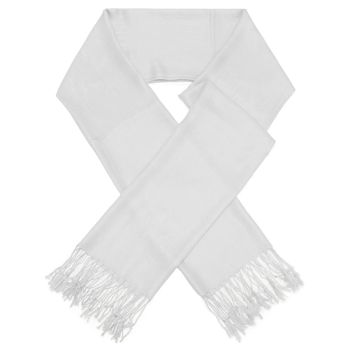 Glory Max Women Large Soft Silky Pashmina Shawl Wrap Scarf in Plain Solid Colors (White)