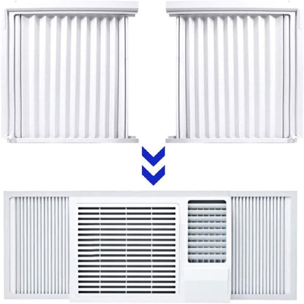 DIDnDID Window Air Conditioner Side Panels with Frame, Room AC Accordion Filler Curtain Kit Replacement, Adjustable Insulation AC Side Panel Include Frames