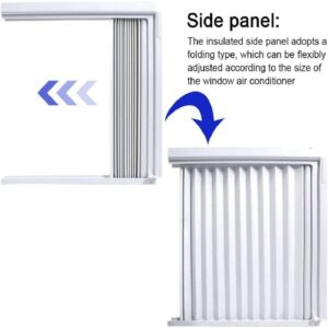 DIDnDID Window Air Conditioner Side Panels with Frame, Room AC Accordion Filler Curtain Kit Replacement, Adjustable Insulation AC Side Panel Include Frames