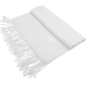 Glory Max Women Large Soft Silky Pashmina Shawl Wrap Scarf in Plain Solid Colors (White)