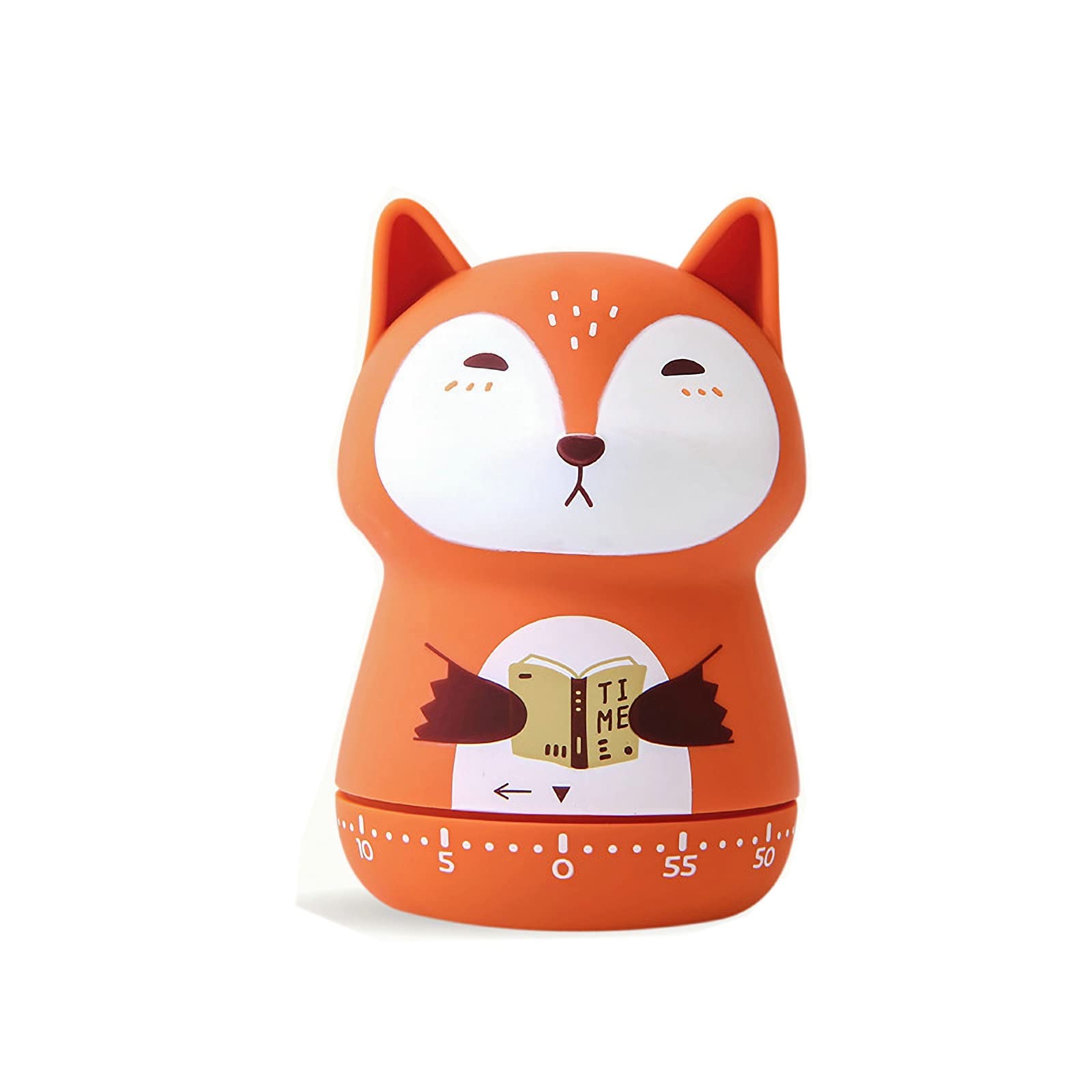 NUOSWEK Mechanical Kitchen Timer, Cute Animal Timer for Kids, Wind Up 60 Minutes Manual Countdown Timer for Classroom, Home, Study and Cooking (Orange Fox)