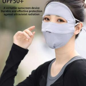 Face UV Face Covering UPF 50+ Women Sun Protection Face Mask Washable Reusable for Running Outdoors (Light grey,US,Alpha,Medium,Regular,Regular)