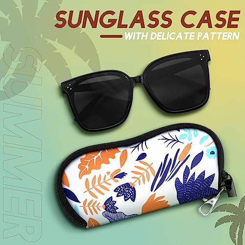 Kanayu 6 Pcs Sunglasses Soft Case Clip on Sunglasses Case Light Portable Zipper Neoprene Glasses Pouch for Women Men(Plant Style)