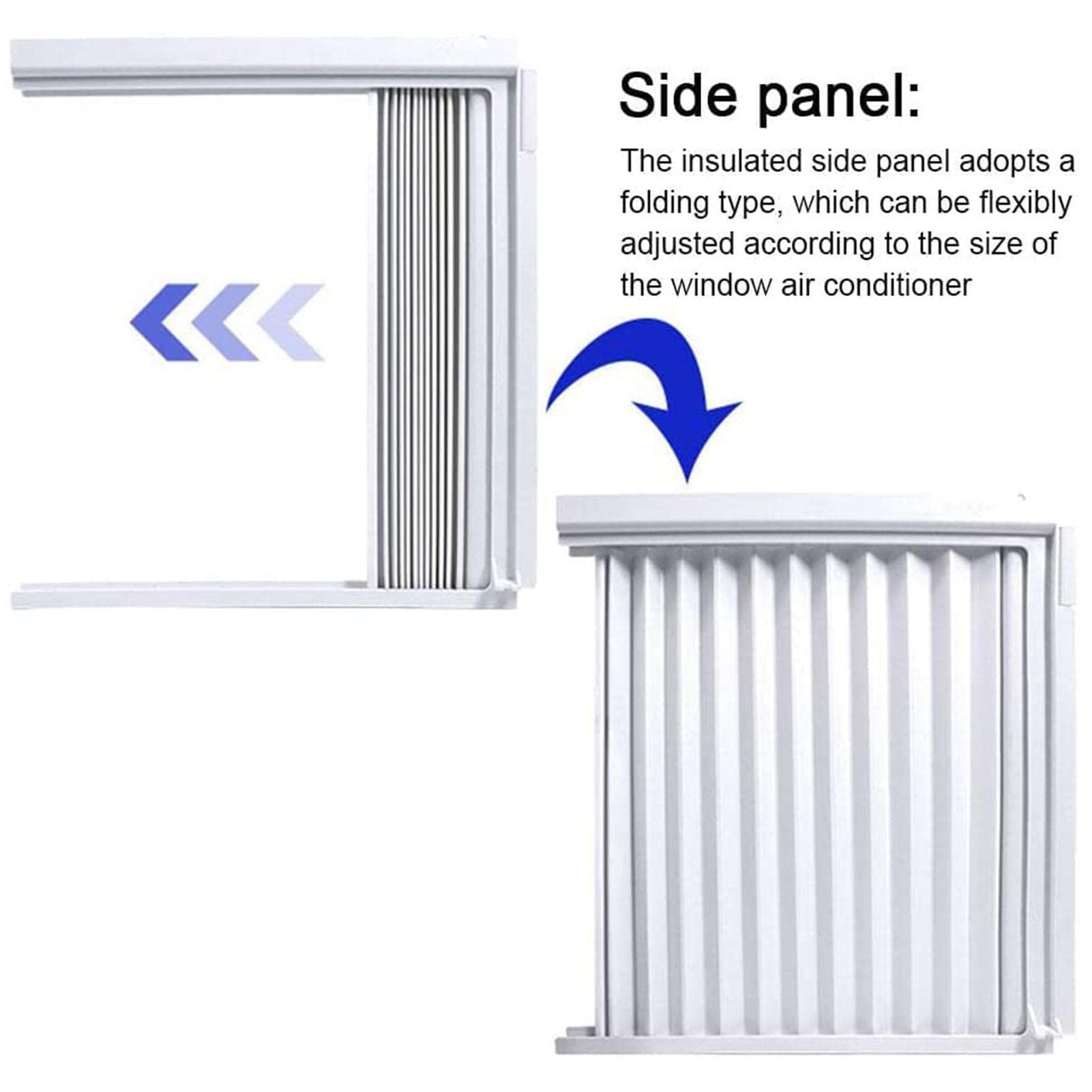 tangchen Window Air Conditioner Side Panels with Frame, Room AC Accordion Filler Curtain Kit Replacement, Adjustable Insulation AC Side Panel for Preventing Heat Noise