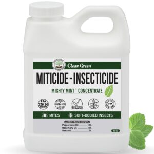 clean green miticide insecticide – 16oz botanical concentrate for spider mites, aphids, disease, and insects - omri listed for organic use (16 oz)