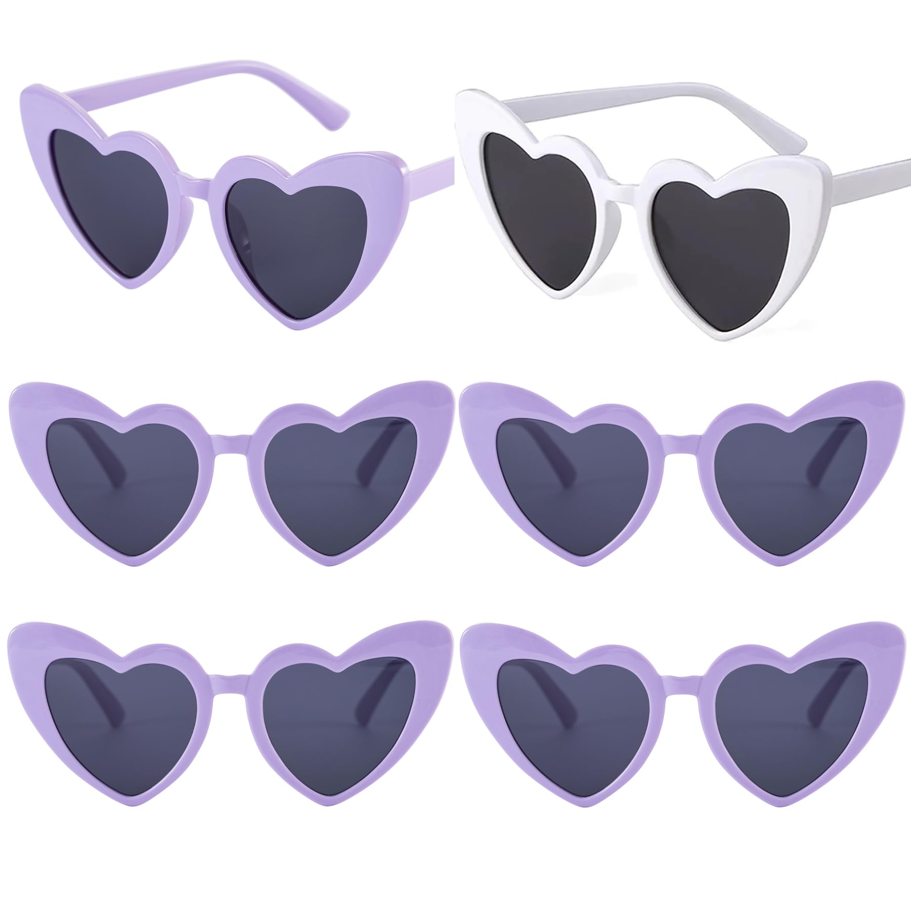 Bachelorette Party Favor Sunglasses 6 Pack,Retro Cat Eye Heart Sunglasses for Women,Bachelorette Wedding Party Photography props Bridesmaid Proposal Gifts (Purple)