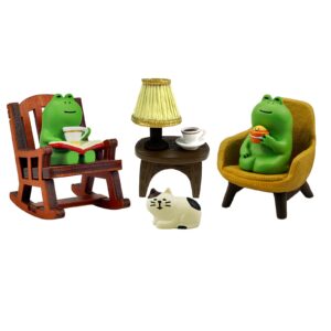 refintural miniature frog figurines statue, adorable frog collectibles for desk and bedroom decor, cute frog perfect indoor home decorations and gifts