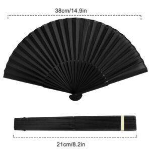 Silk Folding Fan,Handheld Fans Black Hand Fans Hand Held Bamboo Silk Folding Fan Chinese Kung Fu Tai Chi Folding Fan Vintage Retro Fabric Fans with Case for Women Performance,Wedding, Party & Gift